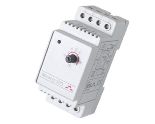 Терморегулятор DEVIreg™ D-330 (-10°C-+10°C) на шину DIN, с датчиком на проводе, 16А Терморегулятор DEVIreg™ D-330 (-10°C-+10°C) на шину DIN, с датчиком на проводе, 16А