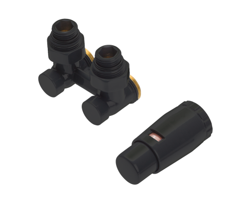 Комплект Schlosser Standard угловой G3/4*3/4 с термоголовкой MINI M30*1,5 + 2 Ниппеля,Ral 9005 matt. Комплект Schlosser Standard угловой G3/4*3/4 с термоголовкой MINI M30*1,5 + 2 Ниппеля,Ral 9005 matt.