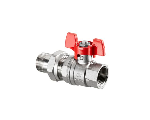 Шаровой кран Oventrop Optibal DN 20, с американкой, НР-ВР, рукоятка бабочка Шаровой кран Oventrop Optibal DN 20, с американкой, НР-ВР, рукоятка бабочка