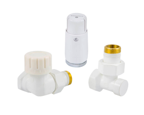 Комплект Schlosser DN15 GZ1/2 x GW1/2 осевой правый с головкой Мини M30x1,5, Белый Комплект Schlosser DN15 GZ1/2 x GW1/2 осевой правый с головкой Мини M30x1,5, Белый