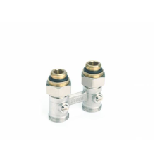 Пара шаровых кранов REHAU с соединительным ниппелем G 1/2xG 3/4, прямой (никелированный)