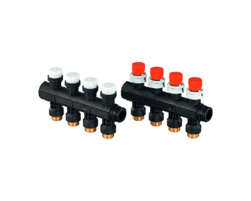 Коллектор с клапанами Uponor Vario Plus пластиковый, выходы 3X 3/4 Евроконус Коллектор с клапанами Uponor Vario Plus пластиковый, выходы 3X 3/4 Евроконус
