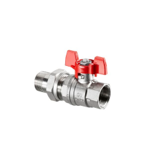 Шаровой кран Oventrop Optibal DN 32, с американкой, НР-ВР, рукоятка бабочка
