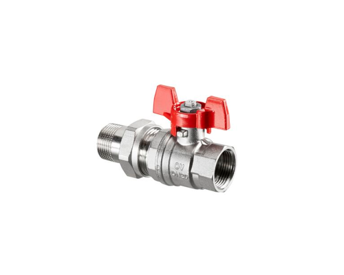 Шаровой кран Oventrop Optibal DN 32, с американкой, НР-ВР, рукоятка бабочка Шаровой кран Oventrop Optibal DN 32, с американкой, НР-ВР, рукоятка бабочка