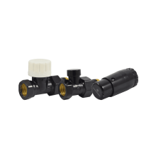 Комплект Schlosser проходной с головкой Мини M30x1,5 DN15 GZ1/2 x GW1/2, Черный