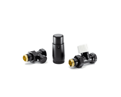 Комплект подключения Schlosser STANDARD MINI Прямой DN15 GZ1/2* GW1/2 с термоголовкой, Ral 9005 matt Комплект подключения Schlosser STANDARD MINI Прямой DN15 GZ1/2* GW1/2 с термоголовкой, Ral 9005 matt