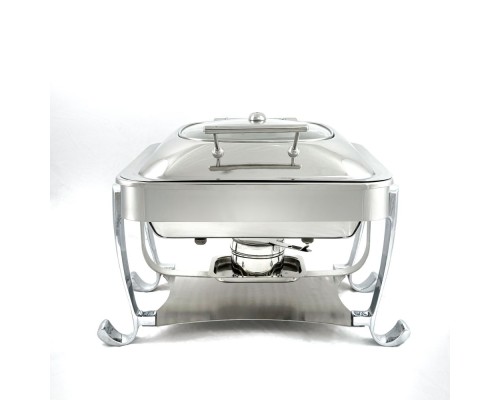 Мармит настольный (чефиндиш) прямоугольный cо стекл крышкой 12л, 58*43см h34см,Opulent OP/0/1/12/CP